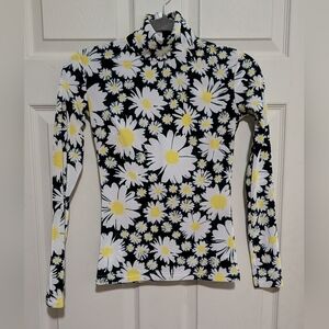 Richard Quinn Daisy Top Velvety Mock Turtkleneck Top UK 6 US 2 Stretchy Long Slv